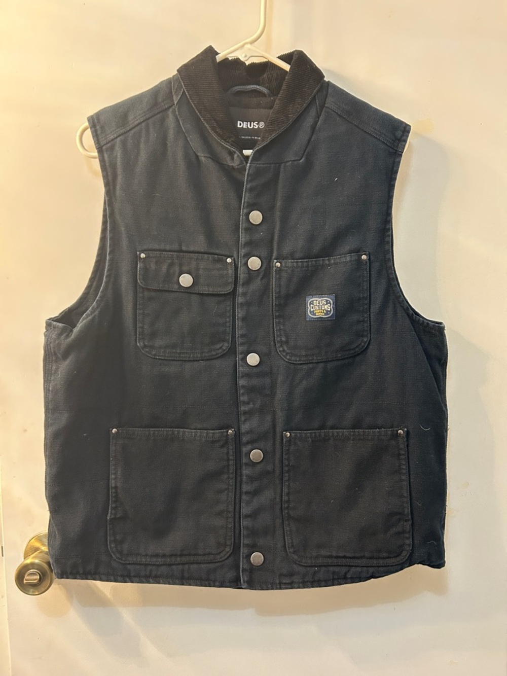 Deus Ex Machina Black Earl Canvas Work Vest, Sz S